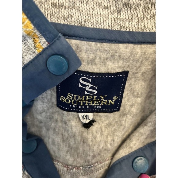 Euc Simply Southern Gray Knit Crab 1/4 Snap Pullover Sweater Women XXL - Picture 14 of 14